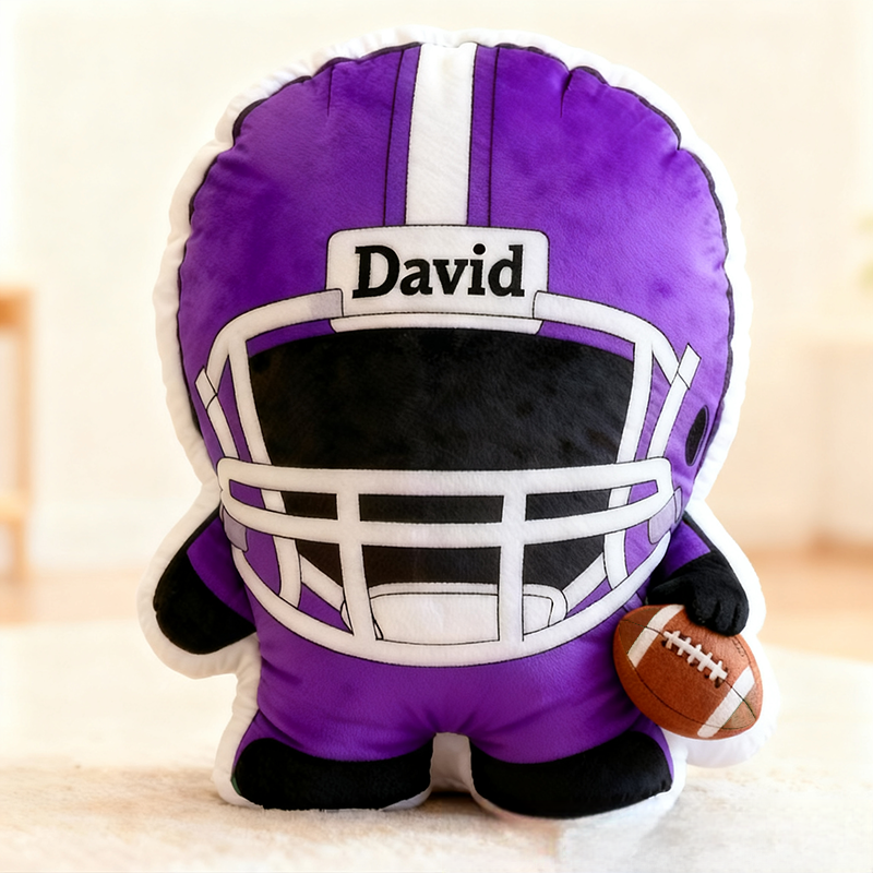 Personalized Football Player Pillow with Custom Name Perfect for Christmas