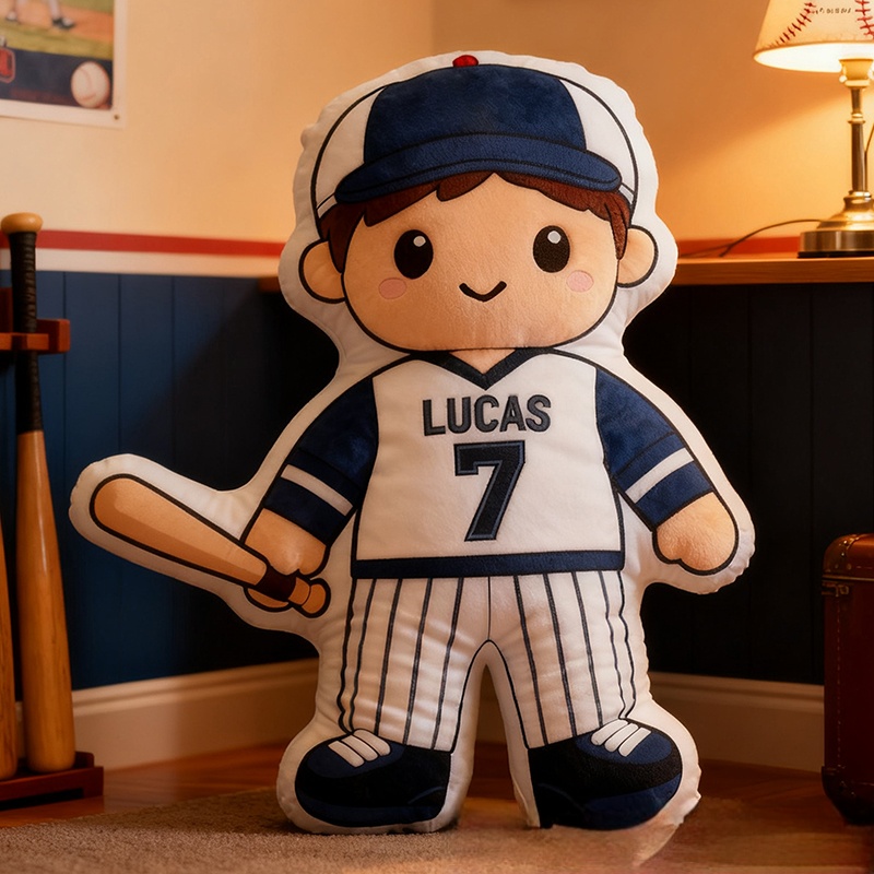 Personalized Baseball Player Pillow with Custom Name and Jersey Number  for Kids and Fans