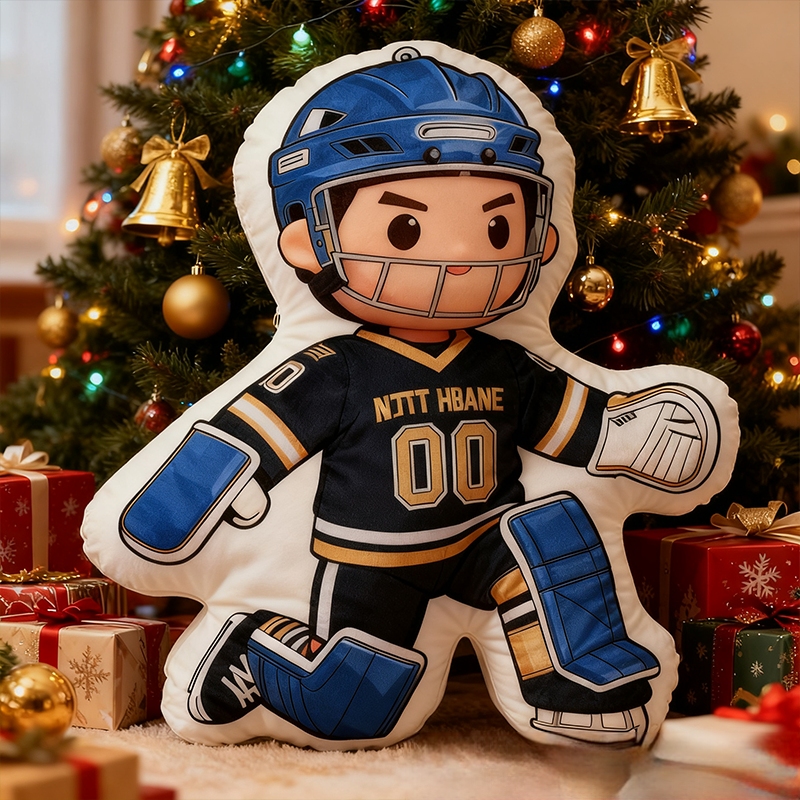 Personalized Ice Hockey Goalie Pillow with Custom Name and Number Perfect for Hockey Fans