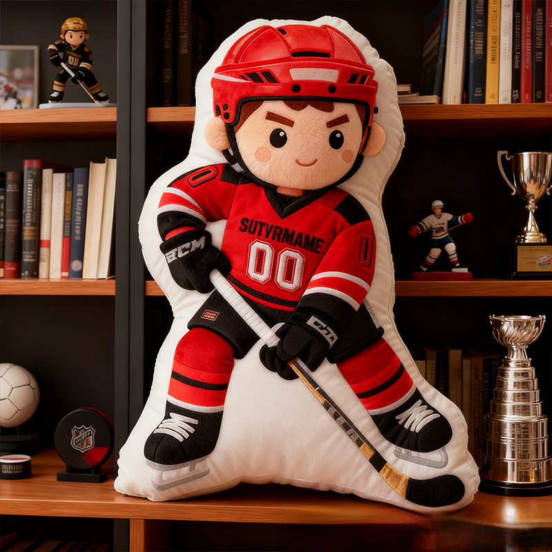 Personalized Ice Hockey Player Pillow with Custom Name and Number Perfect Gift for Hockey Enthusiasts