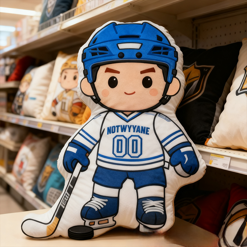 Personalized Ice Hockey Player Pillow with Custom Name and Number Perfect for Fans of All Ages