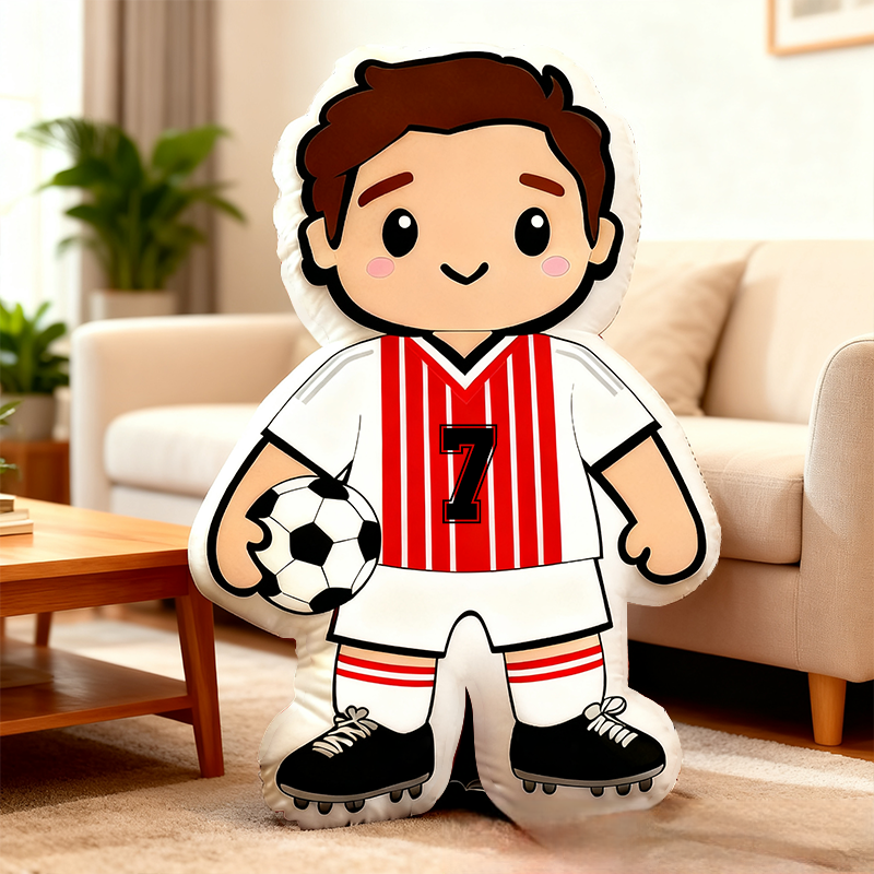 Personalized Soccer Player Pillow with Custom Jersey Number