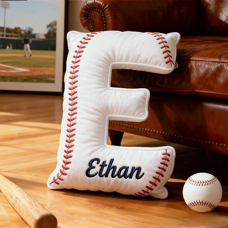 Personalized Baseball Letter Pillow with Custom Name for Sports Fans