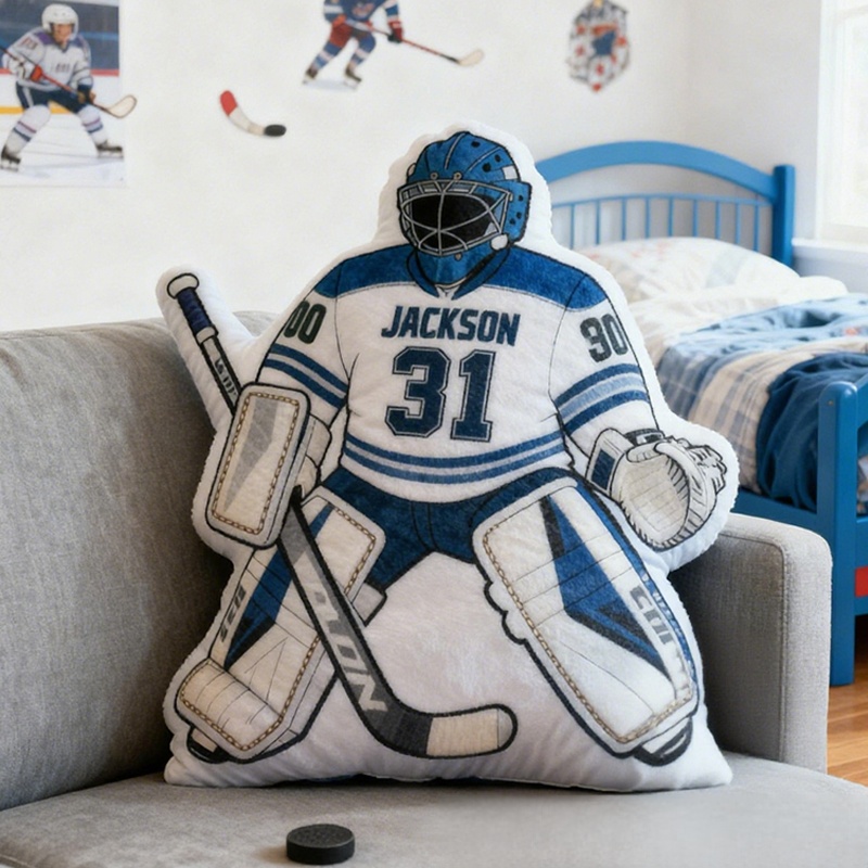 Personalized Ice Hockey Goalie-Shaped Pillow with Custom Name and Number for Ice Hockey Fans