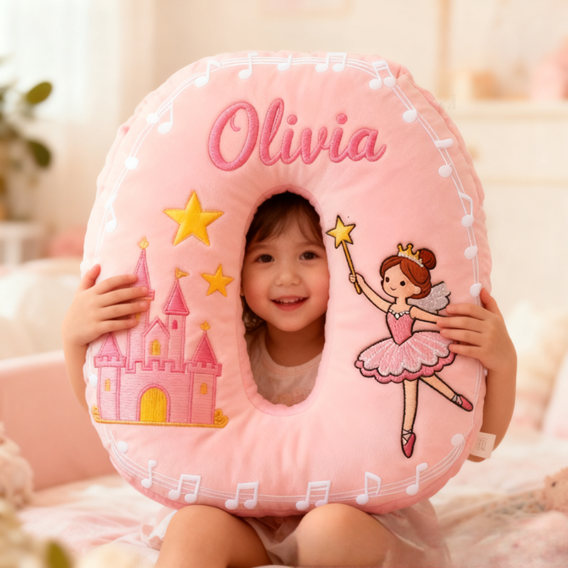 Personalized Colorful 26 Letter Castle Pattern Cute Graphic 3D Print Pillow Cute Magic Beautiful Letter Custom Pillow Gift for Kids