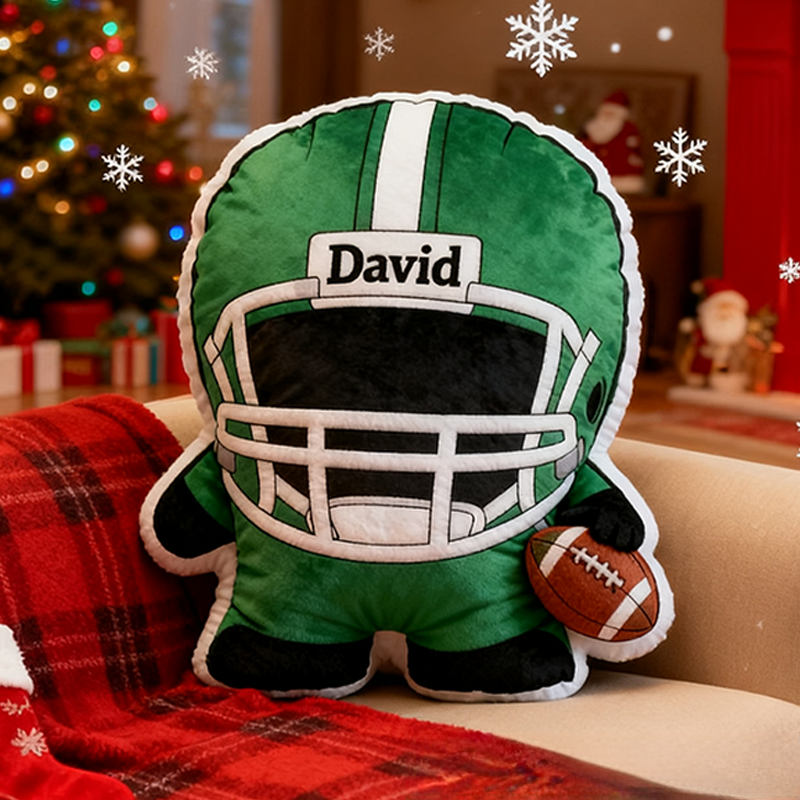 Personalized Football Player Pillow with Custom Name Perfect for Christmas