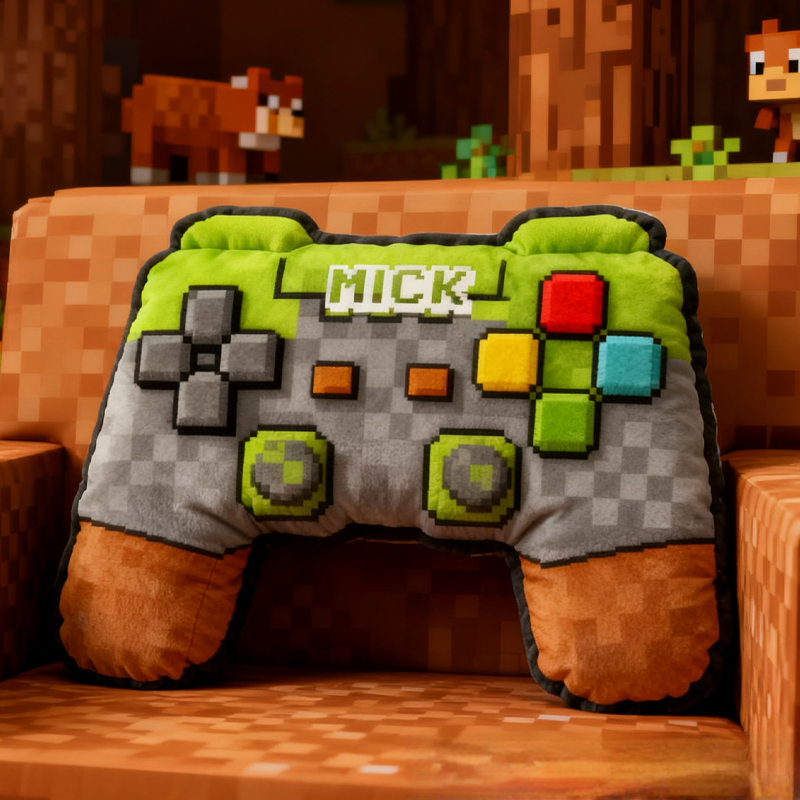 Personalized Pixelated Gaming Controller Pillow Custom Gamer Lover Pillow Gift for Game Geek