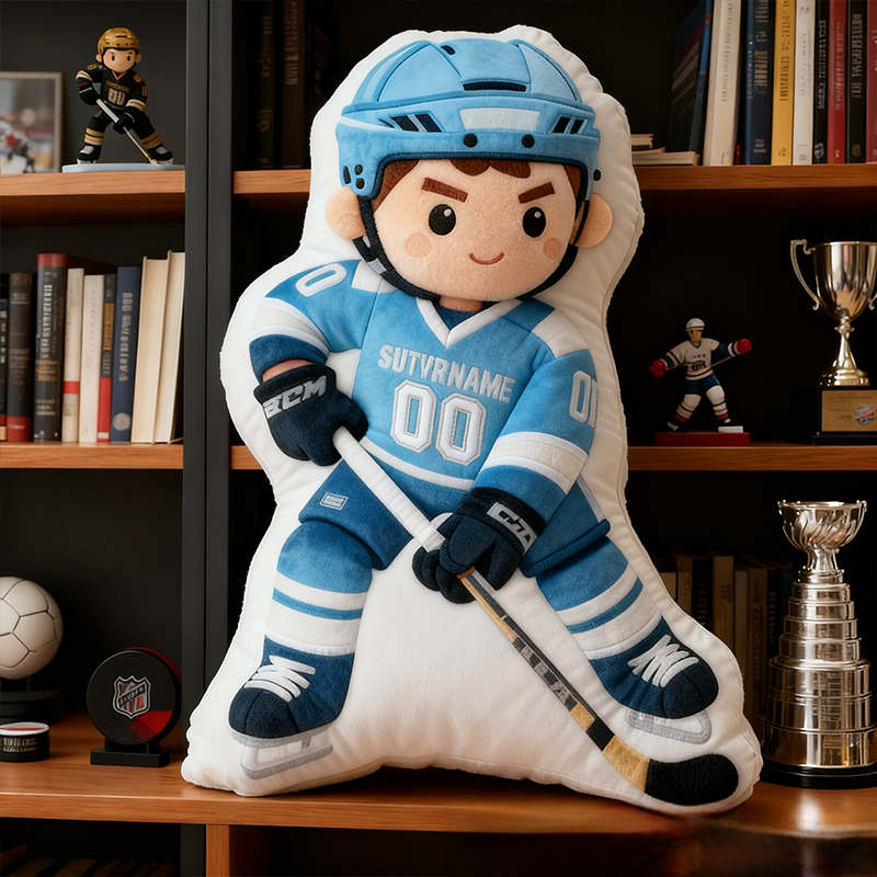 Personalized Ice Hockey Player Pillow with Custom Name and Number Perfect Gift for Hockey Enthusiasts
