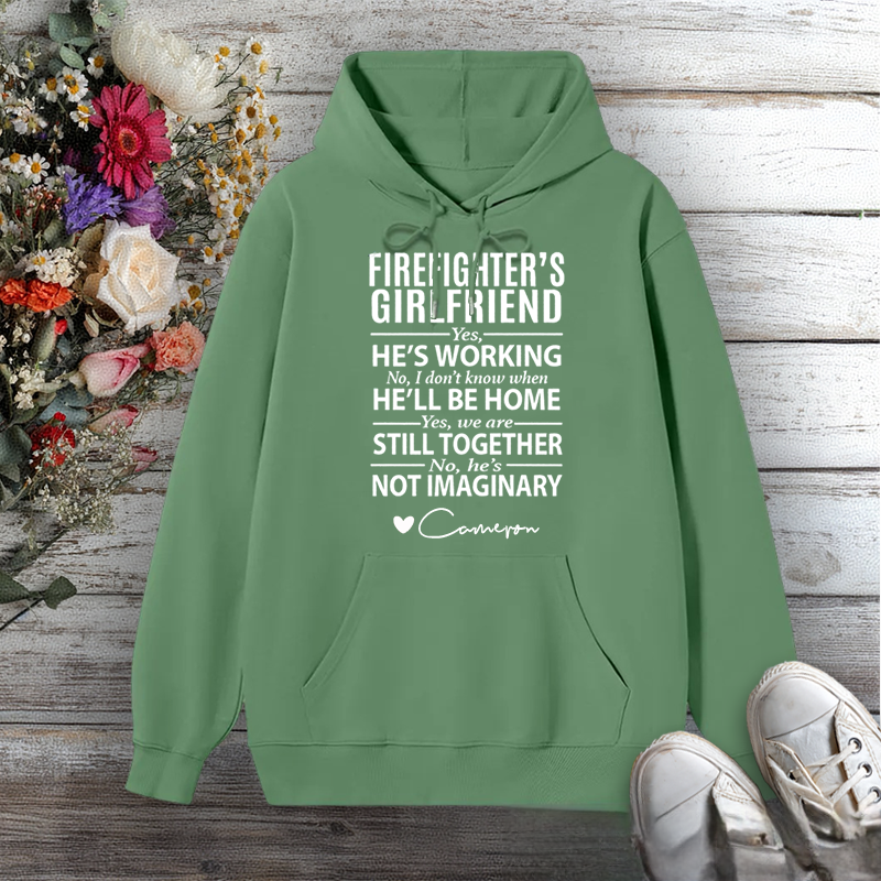 Personalized Hoodie Firefighter's Girlfriend Statement Design with Heart Gift for Firefighter