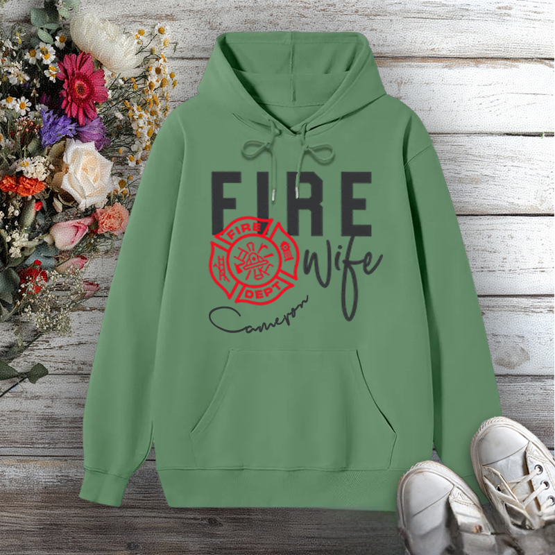 Personalized Hoodie Fire Wife Design with Fire Department Emblem Design Gift for Firefighter