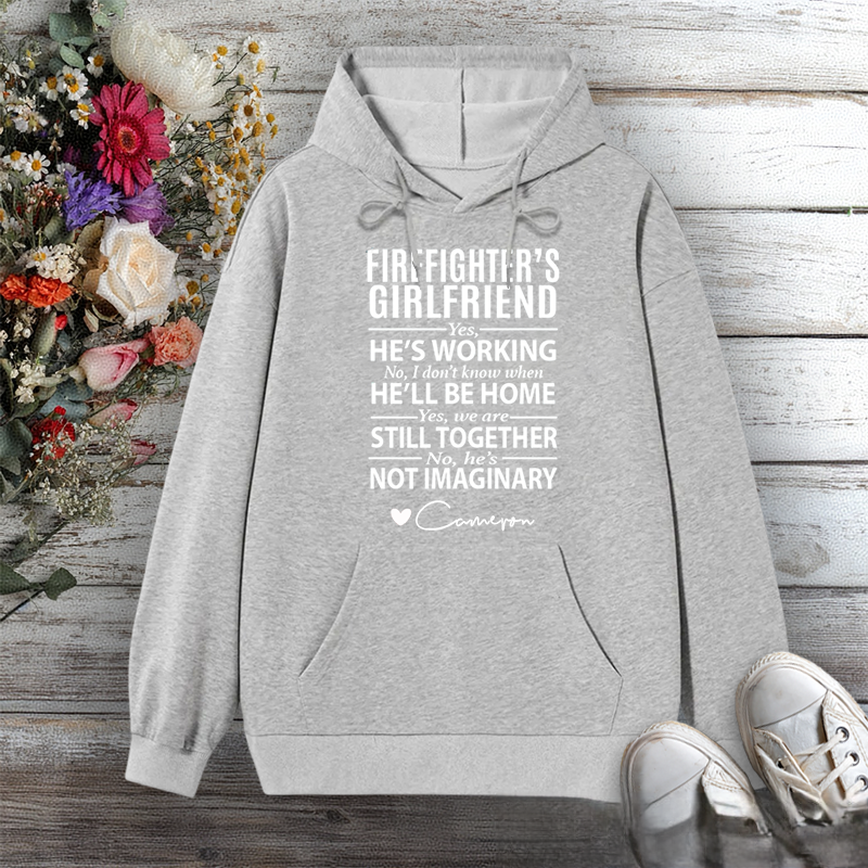 Personalized Hoodie Firefighter's Girlfriend Statement Design with Heart Gift for Firefighter
