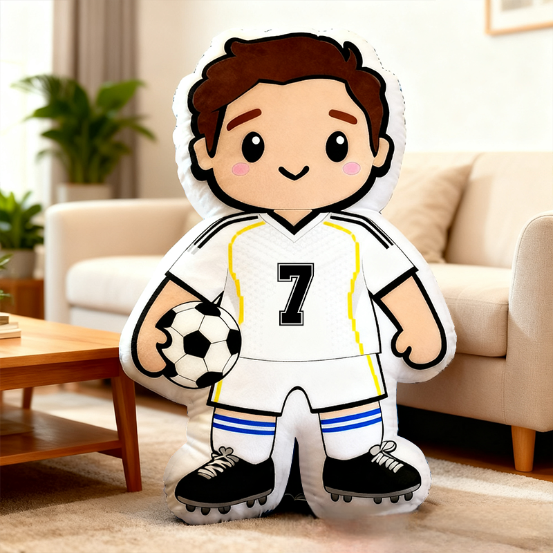 Personalized Soccer Player Pillow with Custom Jersey Number