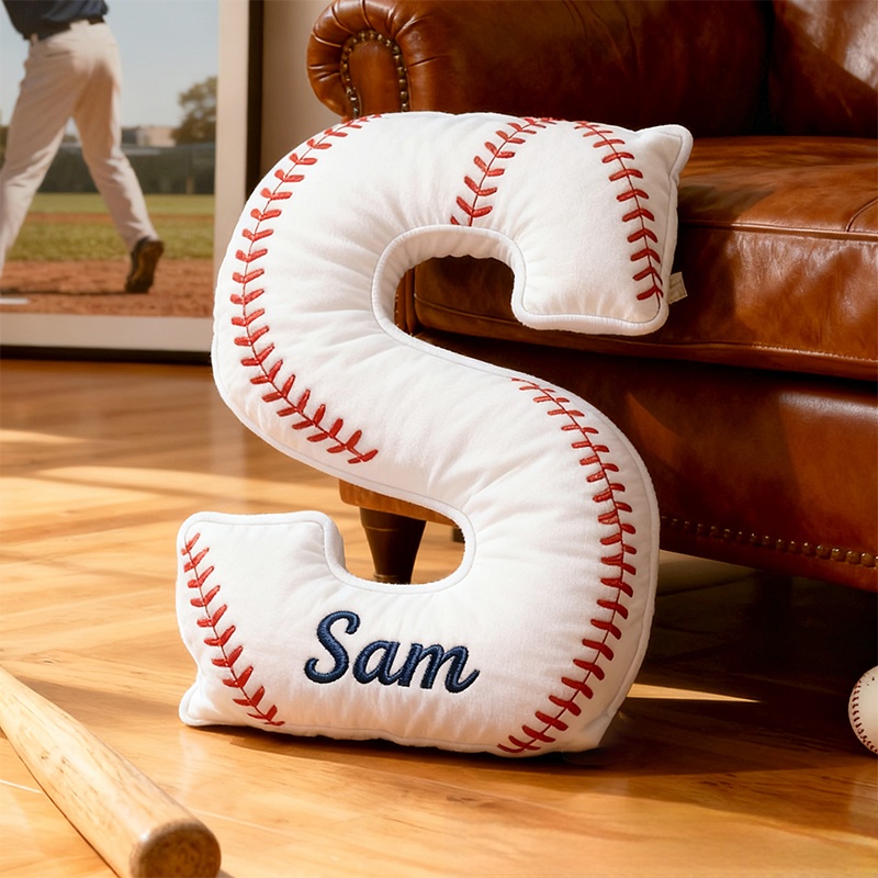 Personalized Baseball Letter Pillow with Custom Name for Sports Fans