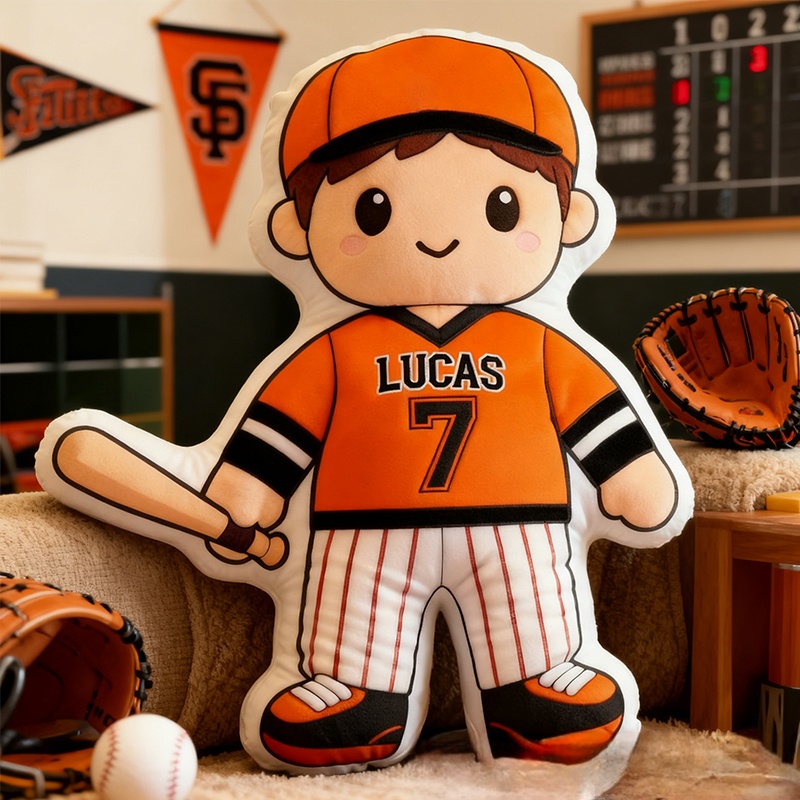 Personalized Baseball Player Pillow with Custom Name and Jersey Number  for Kids and Fans