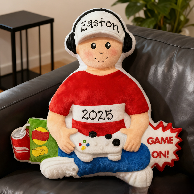 Personalized Graphic 3D Print Gamer Boy with Video Game Controller & Headset Game Lover Pillow Custom Christmas Gift for Game Geek Lover