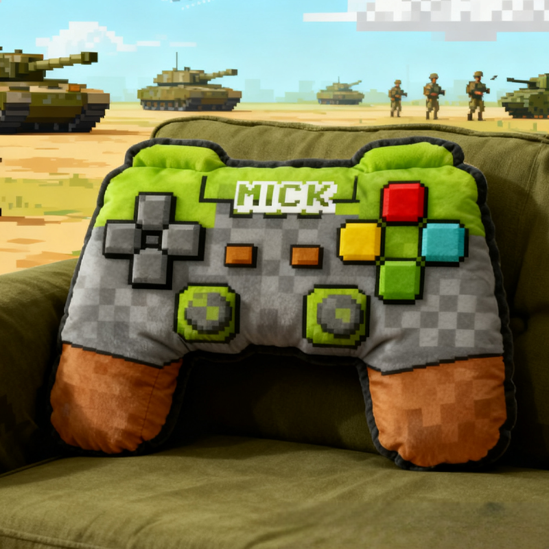 Personalized Pixelated Gaming Controller Pillow Custom Gamer Lover Pillow Gift for Game Geek