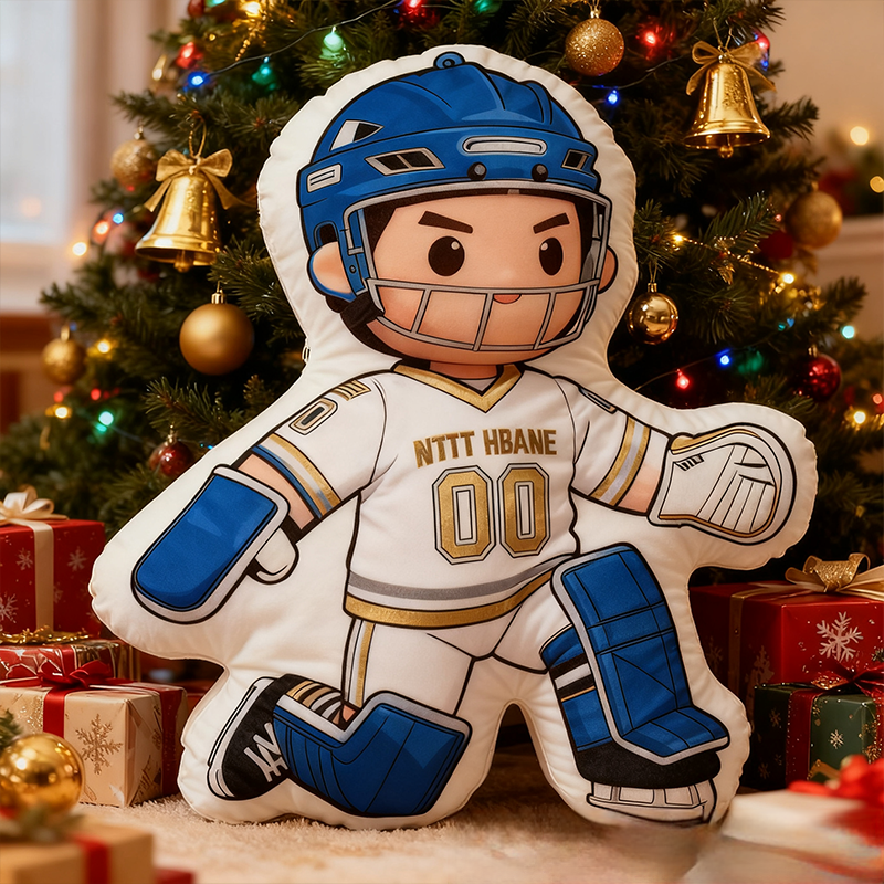 Personalized Ice Hockey Goalie Pillow with Custom Name and Number Perfect for Hockey Fans
