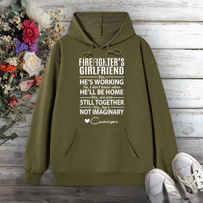 Personalized Hoodie Firefighter's Girlfriend Statement Design with Heart Gift for Firefighter