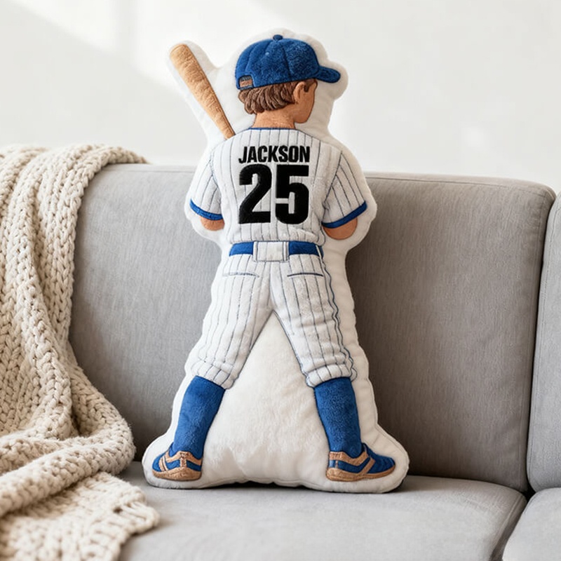 Personalized Baseball Lover's Pillow with Custom Jersey Details Name and Number
