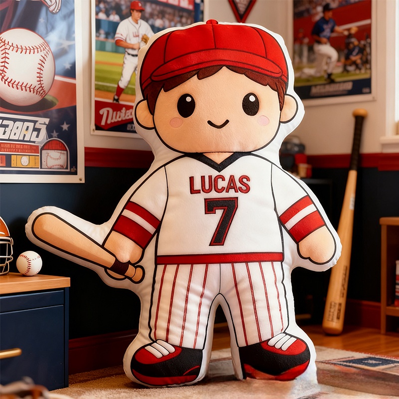 Personalized Baseball Player Pillow with Custom Name and Jersey Number  for Kids and Fans