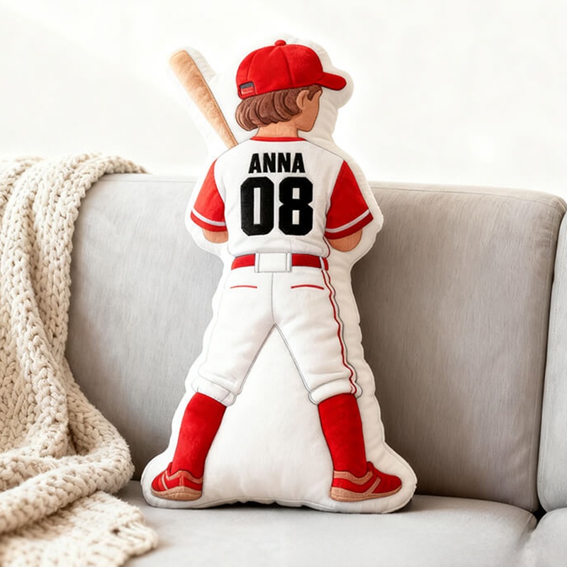 Personalized Baseball Lover's Pillow with Custom Jersey Details Name and Number