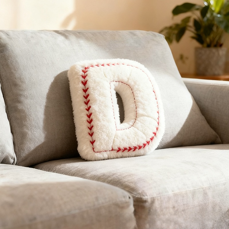 Personalized Soft Pillows Baseball Themed Letter Pillows Alphabet Pillows with Sporty Design Decorative Throw Pillow Perfect Gift for Baseball Fans and Kids