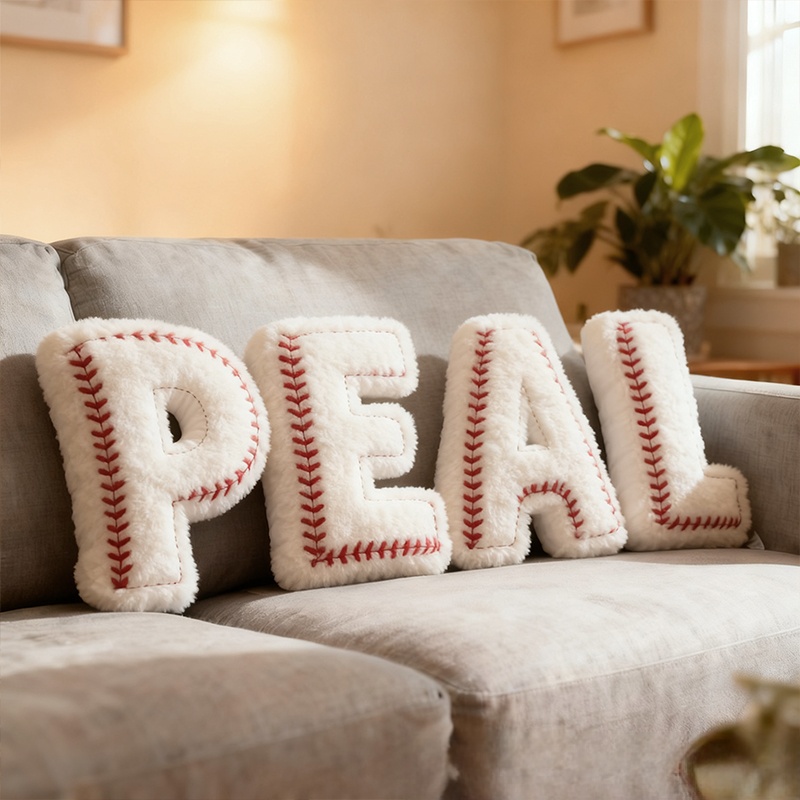 Personalized Soft Pillows Baseball Themed Letter Pillows Alphabet Pillows with Sporty Design Decorative Throw Pillow Perfect Gift for Baseball Fans and Kids