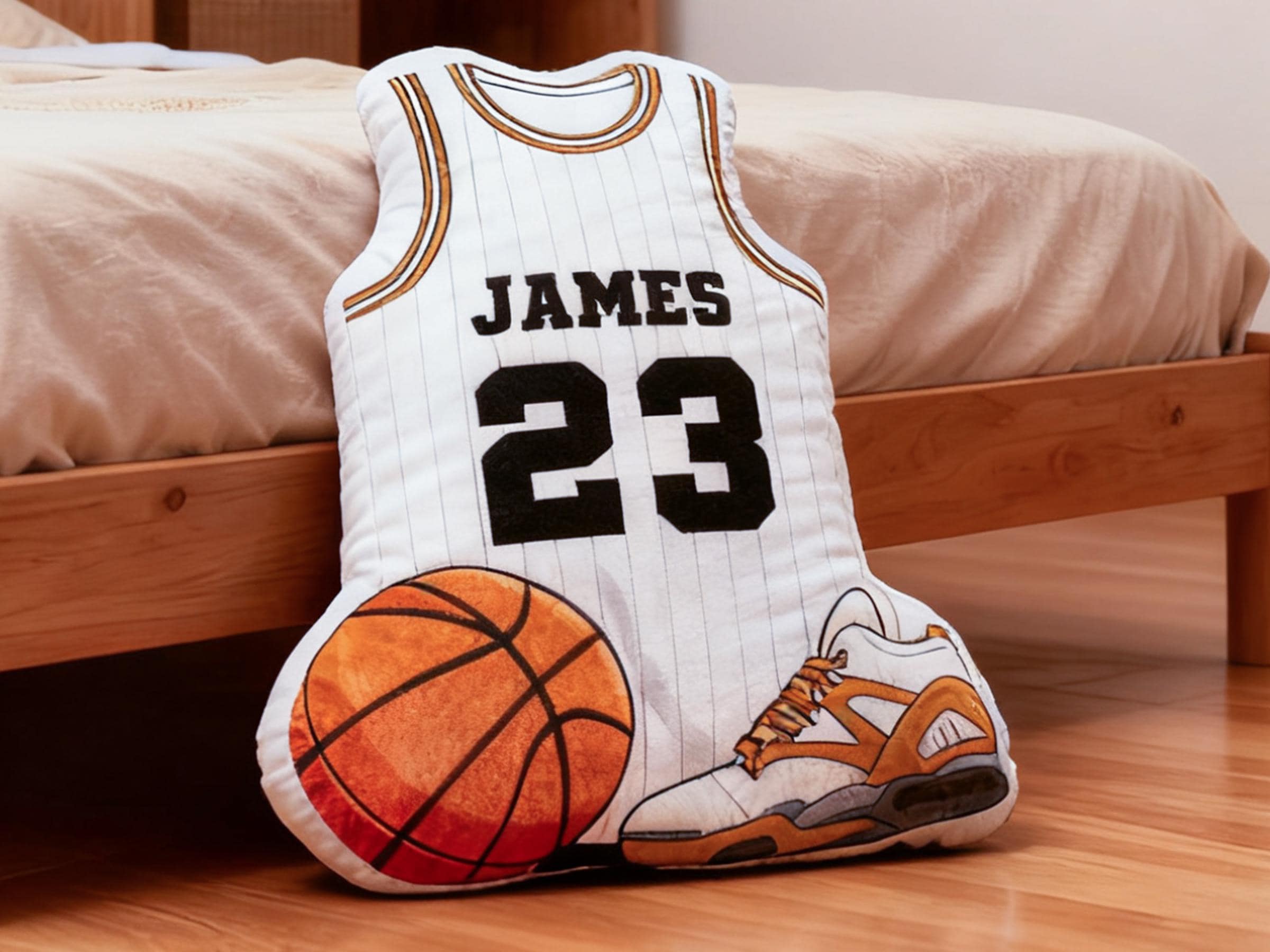 Personalized Basketball Jersey Shoes Pillow,Print Jersey Cushion,Gift For Jock,Basketball Lovers/Fans Gif