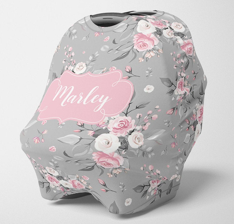 Personalized Baby Flower Car Seat Canopy| Canopyl27