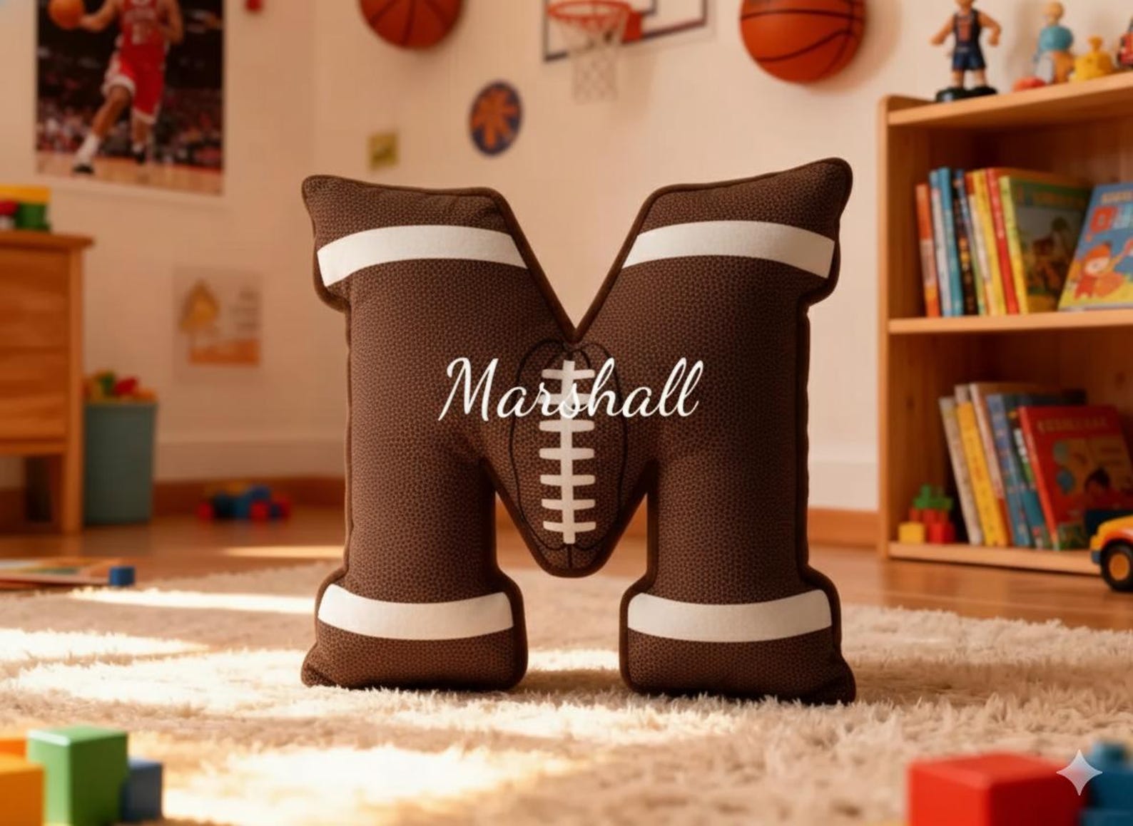 ersonalized Football Letter Pillow, Custom Initial Pillow with Name, Pillow Football Lover Player Fans Gift, Football Lovers Christmas Gift