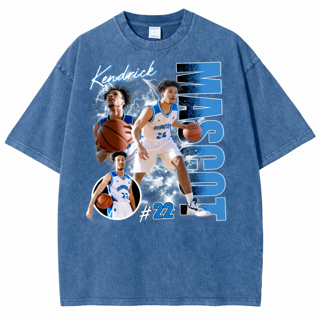 Custom Photo Basketball Player Shirt - Personalized Team Name School Name Bootleg Shirt