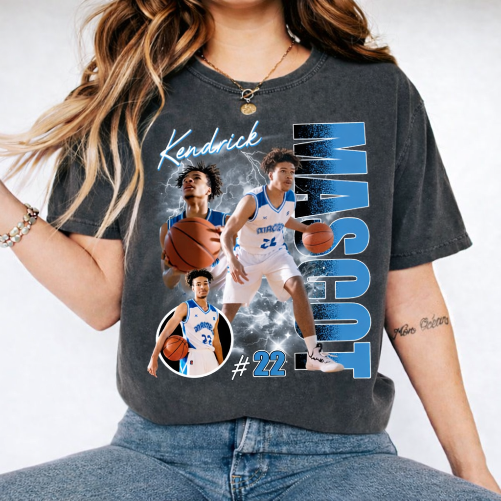 Custom Photo Basketball Player Shirt - Personalized Team Name School Name Bootleg Shirt