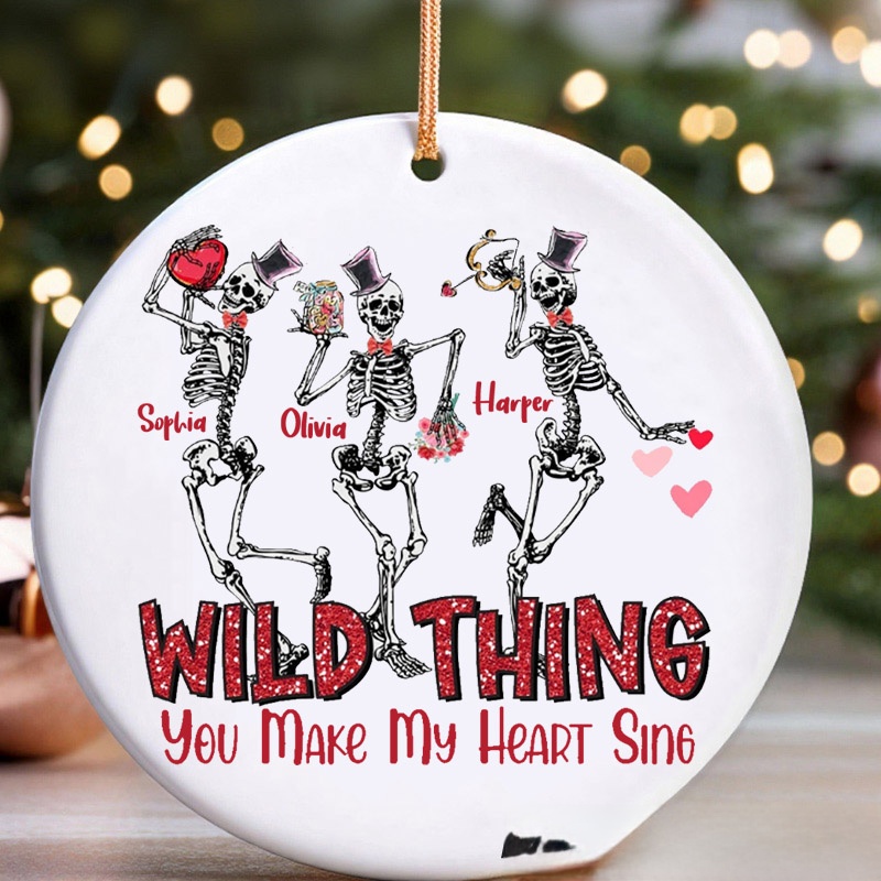 Personalized Christmas Ornament Wild Thing You Make My Heart Sing Skeleton Dancing Ornament
