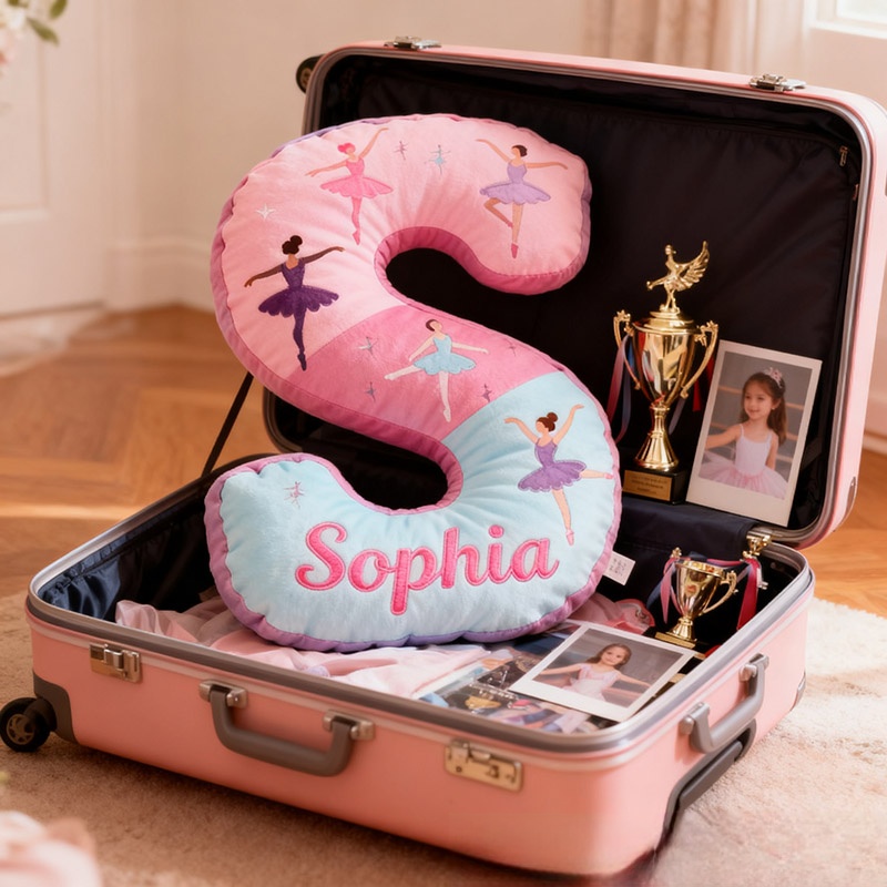 Personalized Graphic 3D Print Ballet Dancer Pillow With Your Own Name Soft Stuffed Toy for Kids Unique Decorative Cushion for Girls' Room