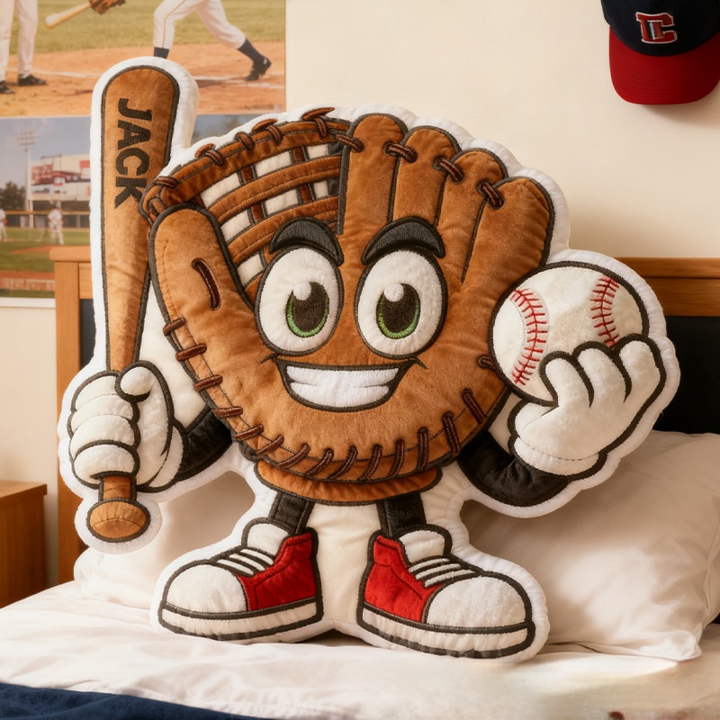 Personalized Baseball Glove Pillow with Custom Name Fun Gift for Baseball Fans