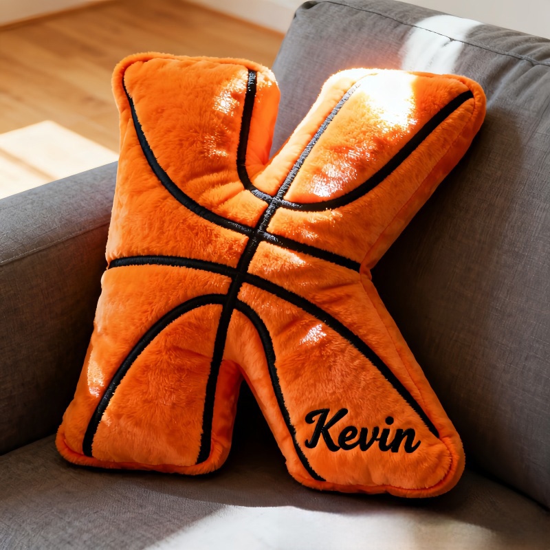 Personalized Graphic3DPrint Basketball Letter Shaped Pillow with Custom Name for Sports Fans