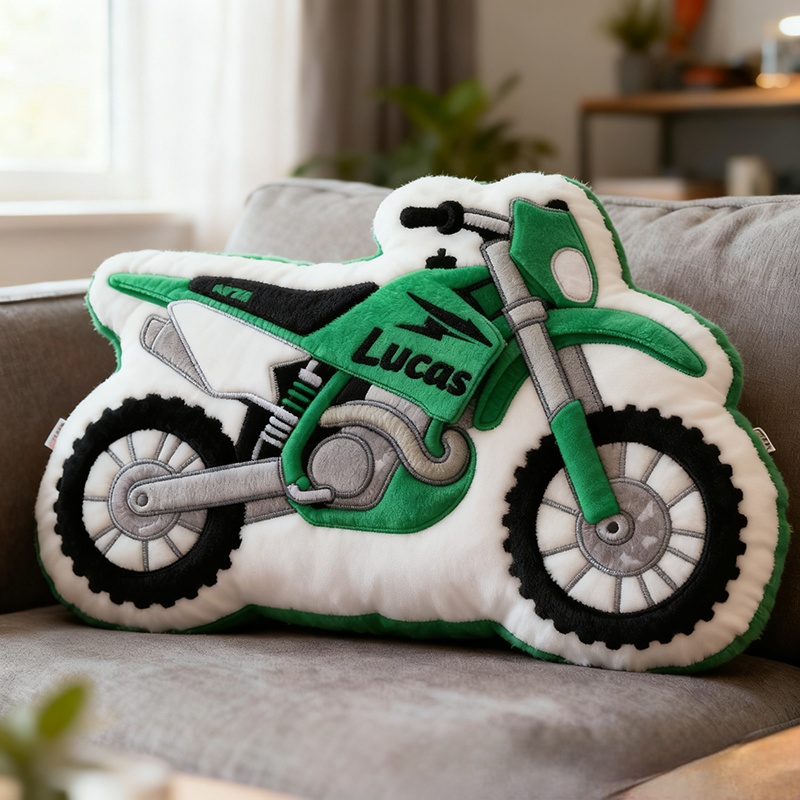 Personalized Motorcycle Pillow Custom Name 3D Graphic Print Cushion Gift for Bikers and Motorcycle Fans