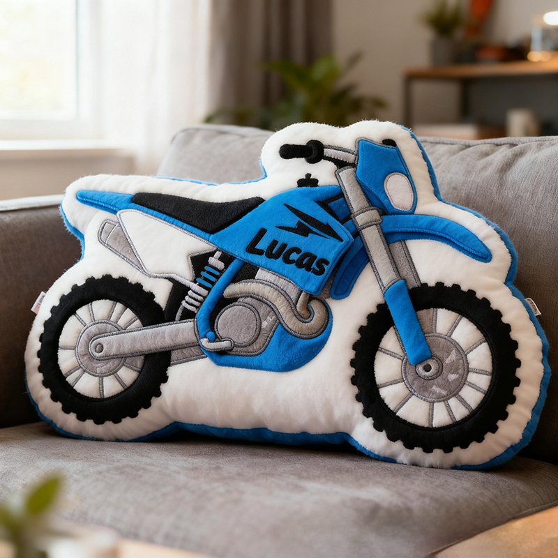 Personalized Motorcycle Pillow Custom Name 3D Graphic Print Cushion Gift for Bikers and Motorcycle Fans