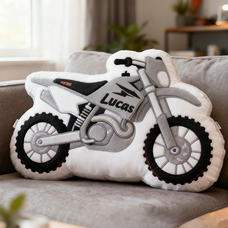 Personalized Motorcycle Pillow Custom Name 3D Graphic Print Cushion Gift for Bikers and Motorcycle Fans