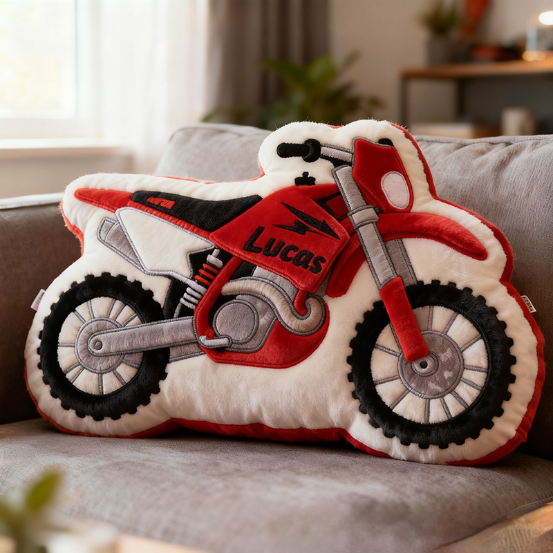 Personalized Motorcycle Pillow Custom Name 3D Graphic Print Cushion Gift for Bikers and Motorcycle Fans