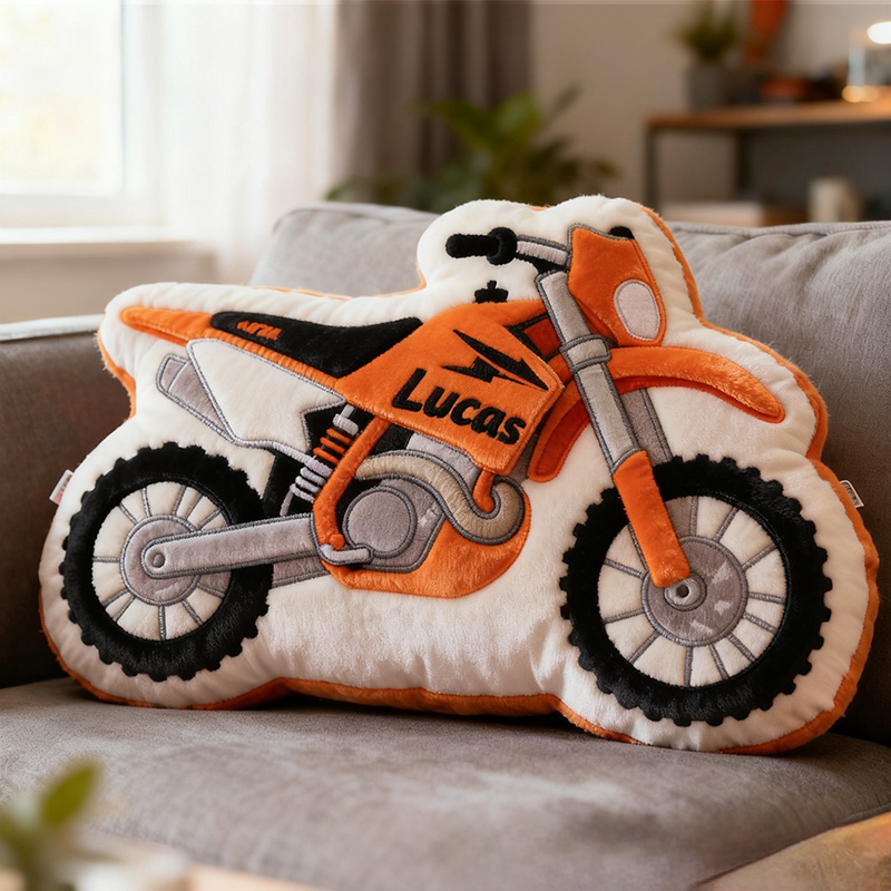 Personalized Motorcycle Pillow Custom Name 3D Graphic Print Cushion Gift for Bikers and Motorcycle Fans