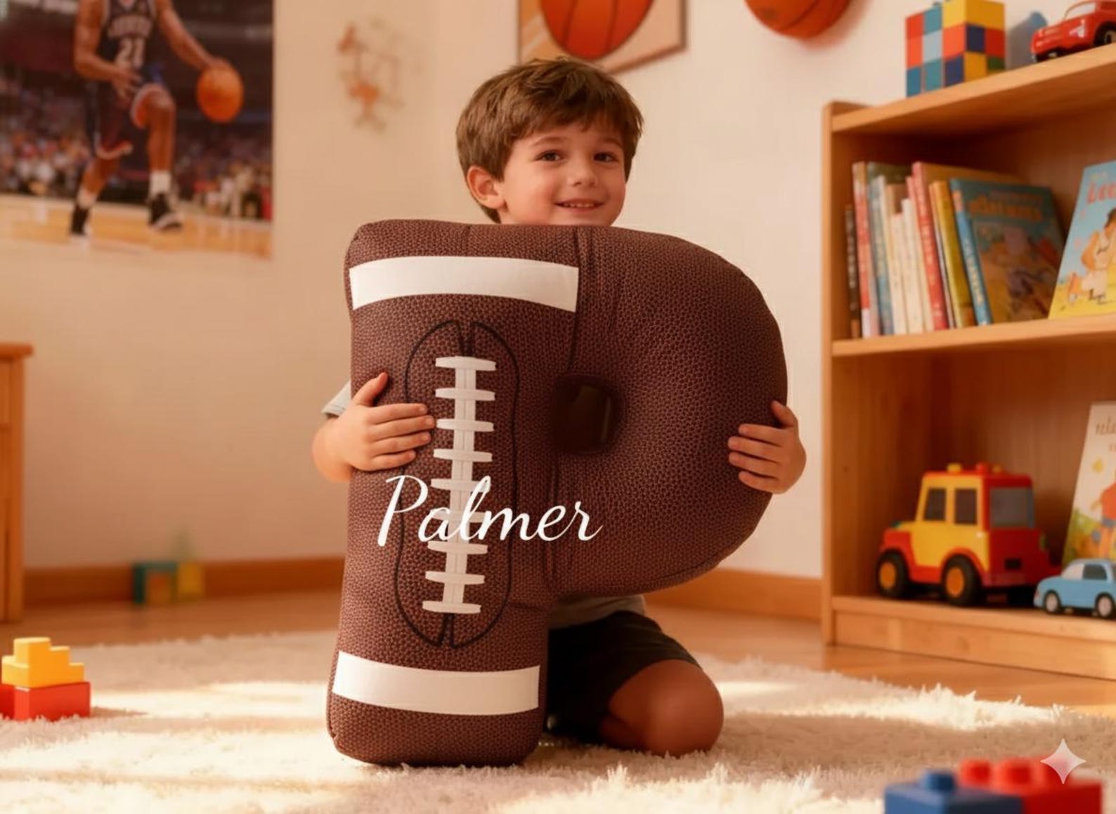 ersonalized Football Letter Pillow, Custom Initial Pillow with Name, Pillow Football Lover Player Fans Gift, Football Lovers Christmas Gift