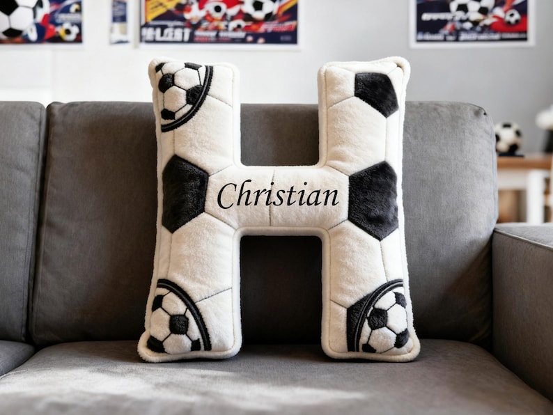 Personalized Letter Pillow with name 3D Soccer Pillow ,Custom Soccer Ball Letter Pillow 2026 World Cup Initial For Sport Lover Gifts