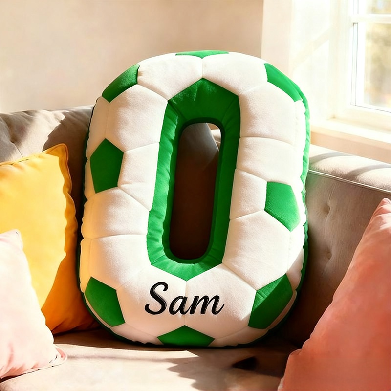 Personalized Soccer Ball Number Pillow with Custom Name Design