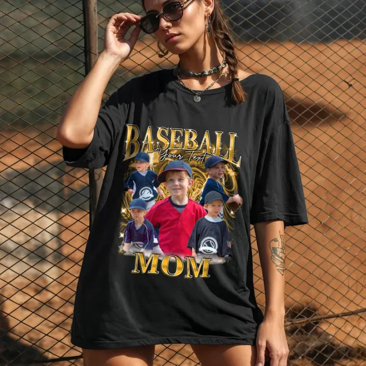 Custom Baseball Mom Shirts, Mothers Day Shirt, Bootleg Rap Tee, Custom Shirt With Faces On Them