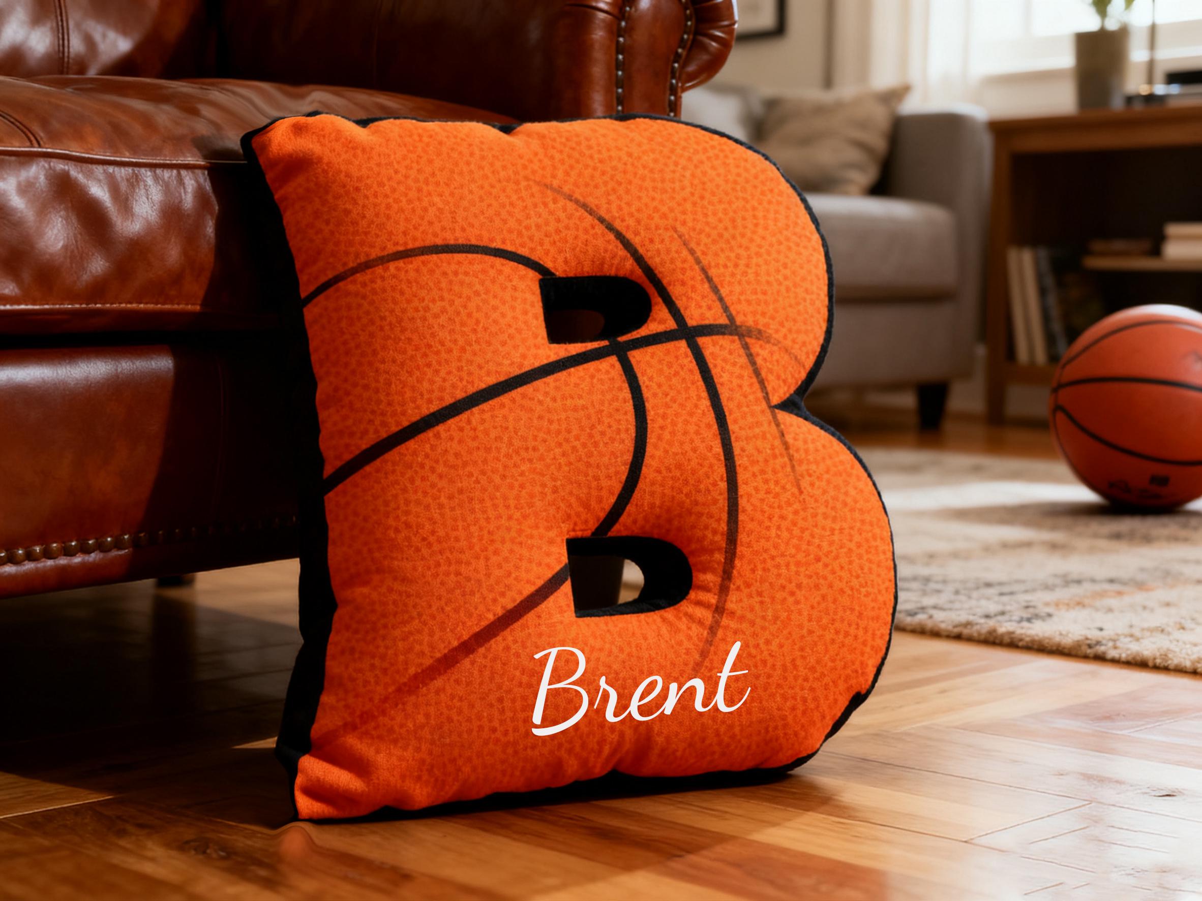 Personalized Initial Basketball Pillow with Custom Name For Basketball Lover Christmas Gifts
