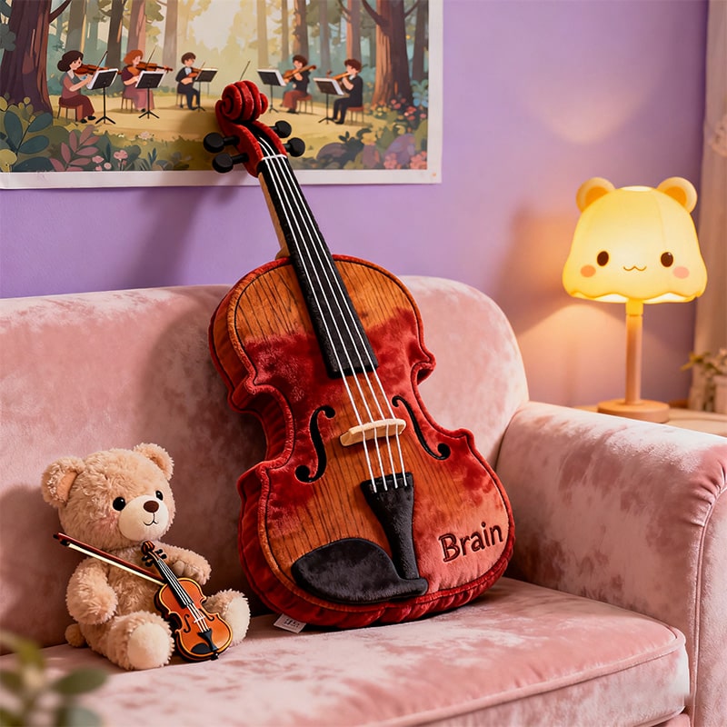 Personalized Classic Violin Printed Pillow With Name For Violin Lovers