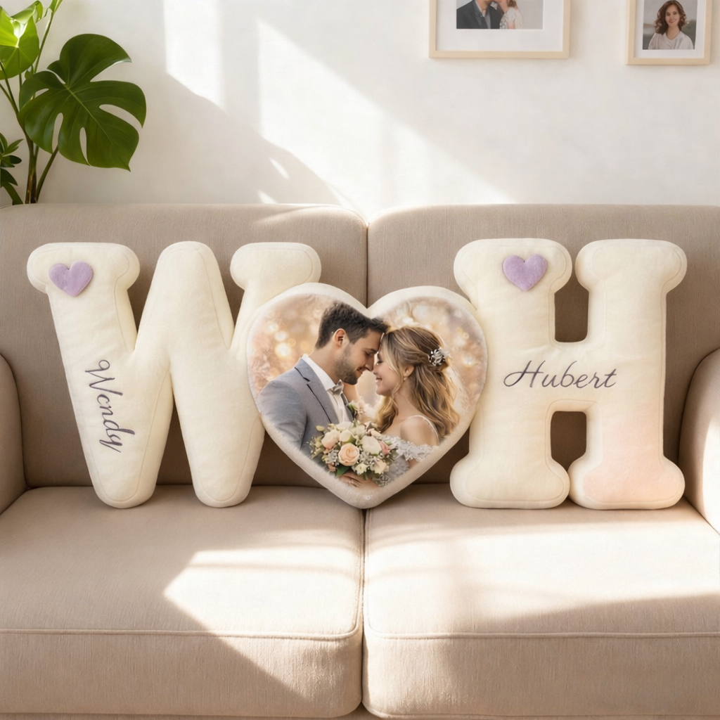 Personalized Couple's Letter Pillow with Photo Sets for Valentine's Day Gifts