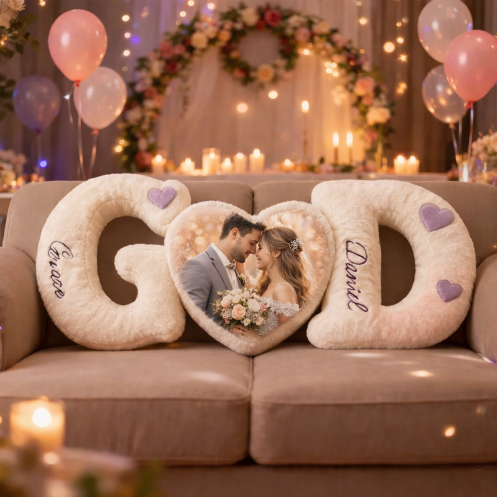 Personalized Couple's Letter Pillow with Photo Sets for Valentine's Day Gifts