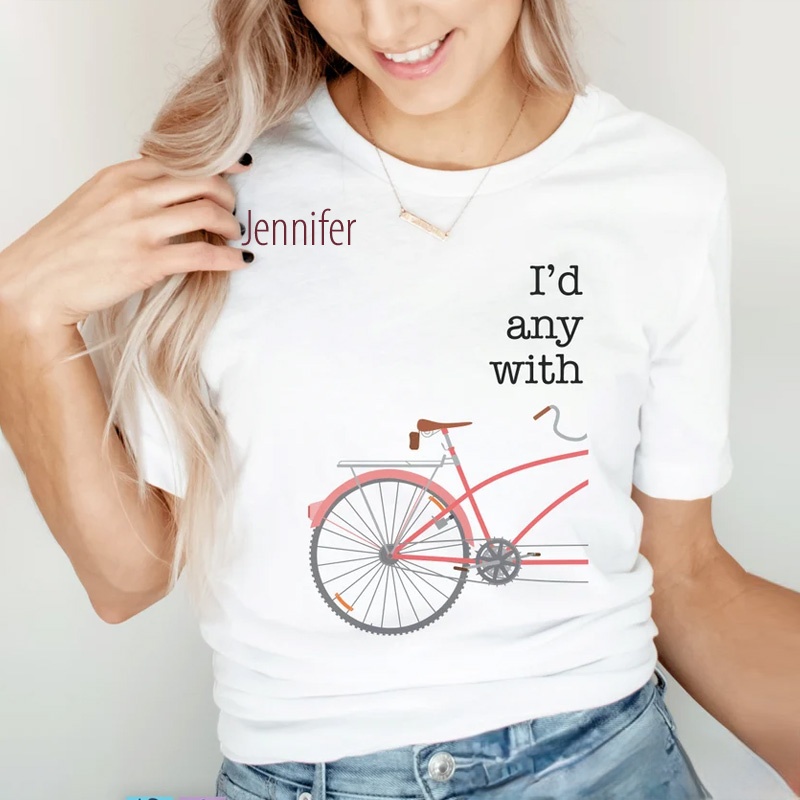 Personalized Cycling Classic T-Shirt Cute Matching Cyclist Girlfriend Boyfriend Shirts Bicycle Matching Biker Couple Shirt